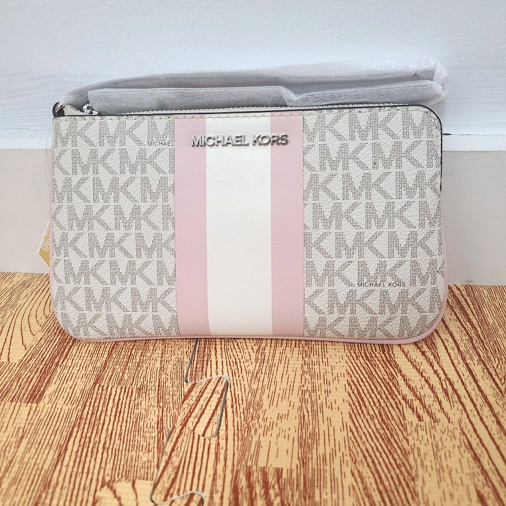 Michael Kors MK Jet Set Travel Logo Stripe Wristle